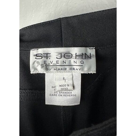 ST. JOHN EVENING by Marie Gray Black Dress Pants Red Metallic Embroidery Size 6 - Picture 4 of 5